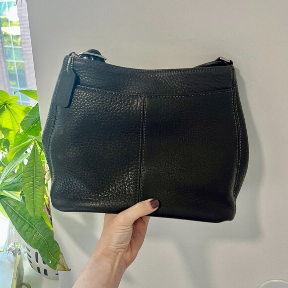Coach Dark Brown Pebbled Leather Crossbody Bag - Picture 1 of 8